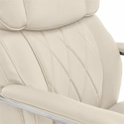 Budget 🎁 La-Z-Boy Office La-Z-Boy Sutherland Quilted Leather Executive Office Chair Ivory White 😀 -Deals Writing Desks Store 2404203 22 L