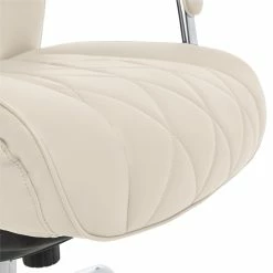 Budget 🎁 La-Z-Boy Office La-Z-Boy Sutherland Quilted Leather Executive Office Chair Ivory White 😀 -Deals Writing Desks Store 2404203 23 L