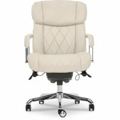 Budget 🎁 La-Z-Boy Office La-Z-Boy Sutherland Quilted Leather Executive Office Chair Ivory White 😀 -Deals Writing Desks Store 2404203 25 L