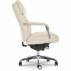 Budget 🎁 La-Z-Boy Office La-Z-Boy Sutherland Quilted Leather Executive Office Chair Ivory White 😀 -Deals Writing Desks Store 2404203 27 L