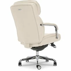 Budget 🎁 La-Z-Boy Office La-Z-Boy Sutherland Quilted Leather Executive Office Chair Ivory White 😀 -Deals Writing Desks Store 2404203 28 L