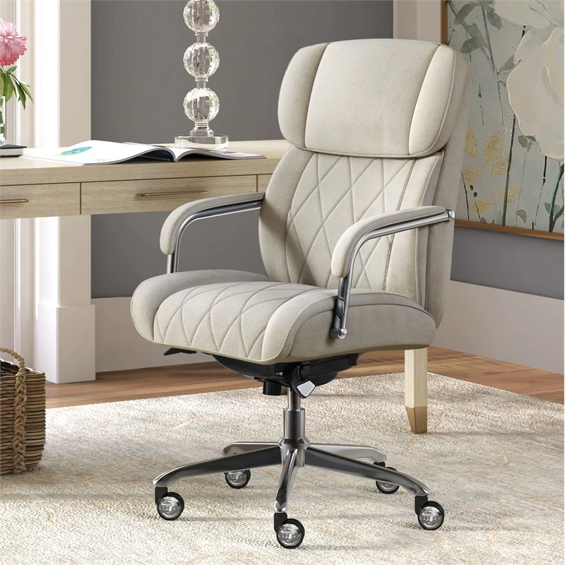 Best deal 😀 La-Z-Boy Office La-Z-Boy Sutherland Quilted Fabric Executive Office Chair Cream 👍 4 Best deal 😀 La-Z-Boy Office La-Z-Boy Sutherland Quilted Fabric Executive Office Chair Cream 👍 - Image 2