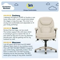 Brand new 😍 Serta At Home Serta Ergonomic Executive Office Chair With Back In Motion Technology Ivory ⌛ -Deals Writing Desks Store 2404205 15 L