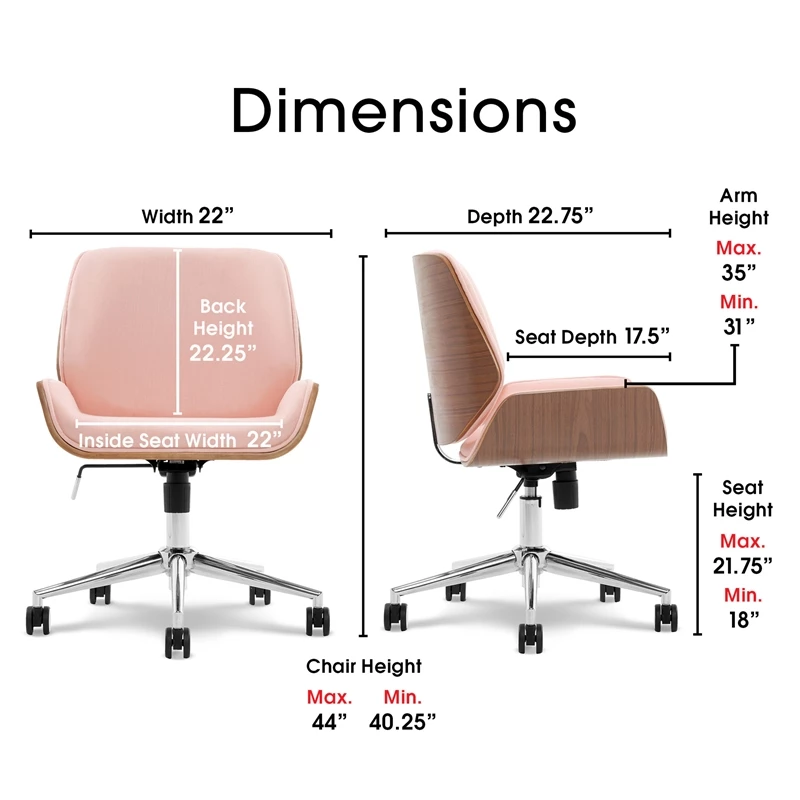 Best Sale 🤩 Elle Décor Elle Decor Ophelia Office Chair Blush Pink 👍 5 Best Sale 🤩 Elle Décor Elle Decor Ophelia Office Chair Blush Pink 👍 - Image 3