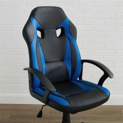 Best deal 💯 Linon Grayson Wood Gaming Office Chair In Blue 🧨 -Deals Writing Desks Store 2415298 10 L