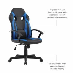Best deal 💯 Linon Grayson Wood Gaming Office Chair In Blue 🧨 -Deals Writing Desks Store 2415298 11 L