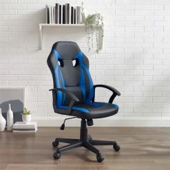 Best deal 💯 Linon Grayson Wood Gaming Office Chair In Blue 🧨 -Deals Writing Desks Store 2415298 7 L
