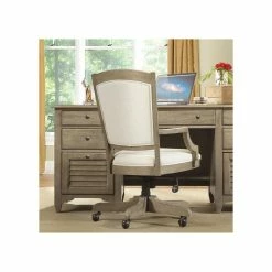 Discount ⭐ Riverside Furniture Myra Wood Coastal Upholstered Office Swivel Chair In Natural ⭐ -Deals Writing Desks Store 2417262 1 L