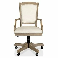 Discount ⭐ Riverside Furniture Myra Wood Coastal Upholstered Office Swivel Chair In Natural ⭐ -Deals Writing Desks Store 2417262 2 L