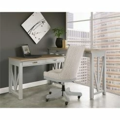 Wholesale 🎉 Riverside Furniture Osborne Upholstered Wood Office Swivel Chair In Gray Skies 🌟 -Deals Writing Desks Store 2417399 1 L
