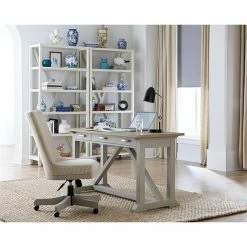 Wholesale 🎉 Riverside Furniture Osborne Upholstered Wood Office Swivel Chair In Gray Skies 🌟 -Deals Writing Desks Store 2417399 4 L