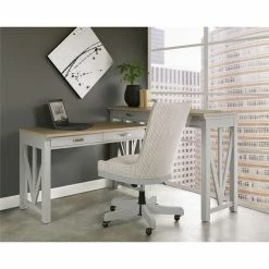 Wholesale 🎉 Riverside Furniture Osborne Upholstered Wood Office Swivel Chair In Gray Skies 🌟 -Deals Writing Desks Store 2417399 6 L