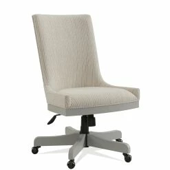 Wholesale 🎉 Riverside Furniture Osborne Upholstered Wood Office Swivel Chair In Gray Skies 🌟 -Deals Writing Desks Store 2417399 7 L