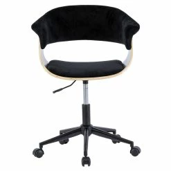 Hot Sale 🧨 New Pacific Direct Maggie 21.5" Velvet Fabric Swivel Office Chair In Black 🧨 -Deals Writing Desks Store 2422389 2 L