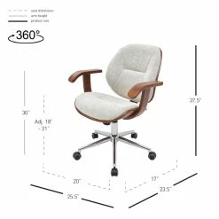 Coupon ❤️ New Pacific Direct Samuel 21" Fabric Bamboo Office Chair With Armrest In Beige 👏 -Deals Writing Desks Store 2422823 8 L