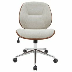 Best Pirce 🥰 New Pacific Direct Shaun 21" Fabric Bamboo Office Chair In Linen Beige/Walnut ⌛ -Deals Writing Desks Store 2422832 2 L