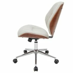 Best Pirce 🥰 New Pacific Direct Shaun 21" Fabric Bamboo Office Chair In Linen Beige/Walnut ⌛ -Deals Writing Desks Store 2422832 3 L