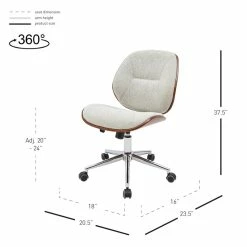Best Pirce 🥰 New Pacific Direct Shaun 21" Fabric Bamboo Office Chair In Linen Beige/Walnut ⌛ -Deals Writing Desks Store 2422832 8 L