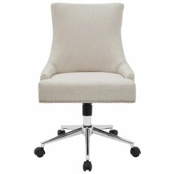 Brand new 🥰 New Pacific Direct Charlotte 23" Wood And Fabric Office Chair In Beige/Cream 😀 -Deals Writing Desks Store 2422838 2 L