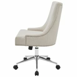 Brand new 🥰 New Pacific Direct Charlotte 23" Wood And Fabric Office Chair In Beige/Cream 😀 -Deals Writing Desks Store 2422838 3 L