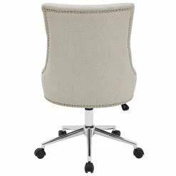 Brand new 🥰 New Pacific Direct Charlotte 23" Wood And Fabric Office Chair In Beige/Cream 😀 -Deals Writing Desks Store 2422838 4 L
