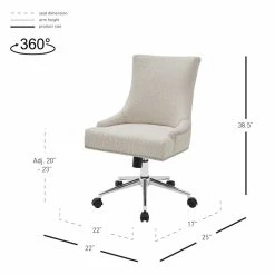 Brand new 🥰 New Pacific Direct Charlotte 23" Wood And Fabric Office Chair In Beige/Cream 😀 -Deals Writing Desks Store 2422838 8 L