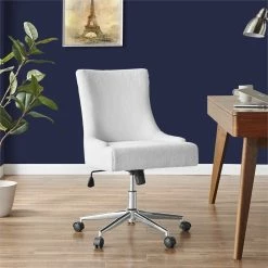 Outlet 🥰 New Pacific Direct Charlotte 23" Faux Fur Fabric Office Chair In White 🔔 -Deals Writing Desks Store 2422912 1 L