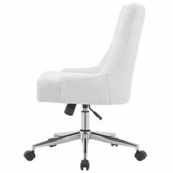 Outlet 🥰 New Pacific Direct Charlotte 23" Faux Fur Fabric Office Chair In White 🔔 -Deals Writing Desks Store 2422912 3 L