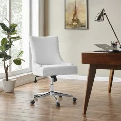 Outlet 🥰 New Pacific Direct Charlotte 23" Faux Fur Fabric Office Chair In White 🔔 -Deals Writing Desks Store 2422912 7 L