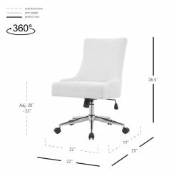 Outlet 🥰 New Pacific Direct Charlotte 23" Faux Fur Fabric Office Chair In White 🔔 -Deals Writing Desks Store 2422912 8 L