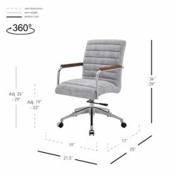 Cheap 🌟 New Pacific Direct Tobin 22" Fabric Office Chair In Smash Gray/Chrome 🤩 -Deals Writing Desks Store 2422930 8 L