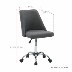 Flash Sale 😍 CorLiving Marlowe Fabric Upholstered Armless Task Chair In Dark Gray 🔥 -Deals Writing Desks Store 2423244 4 L