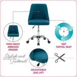 Best reviews of 🤩 CorLiving Marlowe Fabric Upholstered Armless Task Chair In Dark Blue 😉 -Deals Writing Desks Store 2423245 6 L