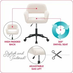 Best reviews of 😀 CorLiving Marlowe Fabric Upholstered Task Chair In Off White 🔔 -Deals Writing Desks Store 2423248 6 L