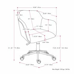 Top 10 😀 CorLiving Marlowe Fabric Upholstered Chrome Base Task Chair In Gray 🎉 -Deals Writing Desks Store 2423250 3 L
