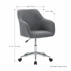 Top 10 😀 CorLiving Marlowe Fabric Upholstered Chrome Base Task Chair In Gray 🎉 -Deals Writing Desks Store 2423250 4 L