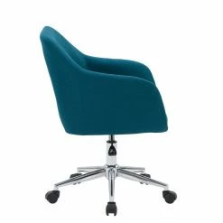 Outlet 🥰 CorLiving Marlowe Fabric Upholstered Chrome Base Task Chair In Dark Blue 😍 -Deals Writing Desks Store 2423251 10 L