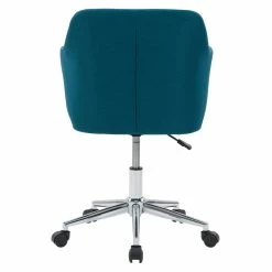Outlet 🥰 CorLiving Marlowe Fabric Upholstered Chrome Base Task Chair In Dark Blue 😍 -Deals Writing Desks Store 2423251 11 L