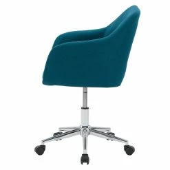 Outlet 🥰 CorLiving Marlowe Fabric Upholstered Chrome Base Task Chair In Dark Blue 😍 -Deals Writing Desks Store 2423251 12 L