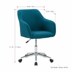 Outlet 🥰 CorLiving Marlowe Fabric Upholstered Chrome Base Task Chair In Dark Blue 😍 -Deals Writing Desks Store 2423251 4 L