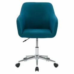 Outlet 🥰 CorLiving Marlowe Fabric Upholstered Chrome Base Task Chair In Dark Blue 😍 -Deals Writing Desks Store 2423251 7 L