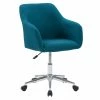Outlet 🥰 CorLiving Marlowe Fabric Upholstered Chrome Base Task Chair In Dark Blue 😍 -Deals Writing Desks Store 2423251 8 L
