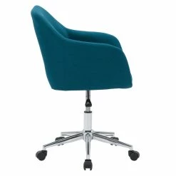 Outlet 🥰 CorLiving Marlowe Fabric Upholstered Chrome Base Task Chair In Dark Blue 😍 -Deals Writing Desks Store 2423251 9 L