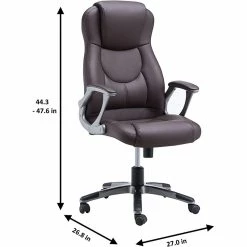 Best reviews of 👏 JJS Padded Faux Leather Swivel Executive Office Chair With Wheels In Coffee 🔥 -Deals Writing Desks Store 2426186 4 L