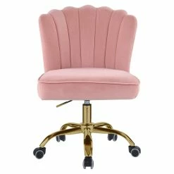 Cheap 💯 ACME Furniture ACME Moyle Velvet Upholstered Armless Office Chair In Rose Quartz And Gold 🌟 -Deals Writing Desks Store 2432340 3 L