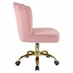 Cheap 💯 ACME Furniture ACME Moyle Velvet Upholstered Armless Office Chair In Rose Quartz And Gold 🌟 -Deals Writing Desks Store 2432340 4 L