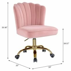 Cheap 💯 ACME Furniture ACME Moyle Velvet Upholstered Armless Office Chair In Rose Quartz And Gold 🌟 -Deals Writing Desks Store 2432340 7 L