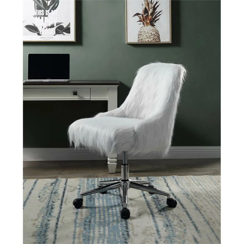 Coupon 😍 ACME Furniture ACME Arundell II Fabric Upholstered Swivel Office Chair In White And Chrome 🔥 4 Coupon 😍 ACME Furniture ACME Arundell II Fabric Upholstered Swivel Office Chair In White And Chrome 🔥 - Image 2