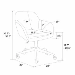 Budget 😍 Dorel Asia CosmoLiving Westerleigh Office Task Chair In Light Gray Velvet ⌛ -Deals Writing Desks Store 2432396 6 L