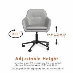 Budget 😍 Dorel Asia CosmoLiving Westerleigh Office Task Chair In Light Gray Velvet ⌛ -Deals Writing Desks Store 2432396 8 L